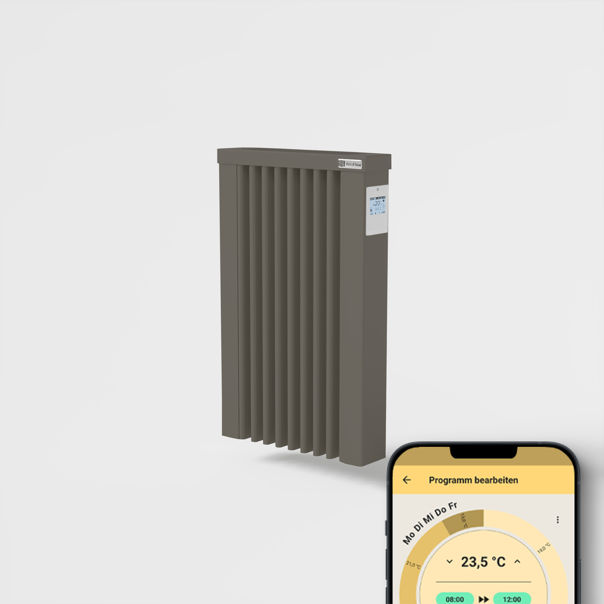 AeroFlow® Elektroheizung Compact Smart 650 Watt RAL 7039 Quarzgrau