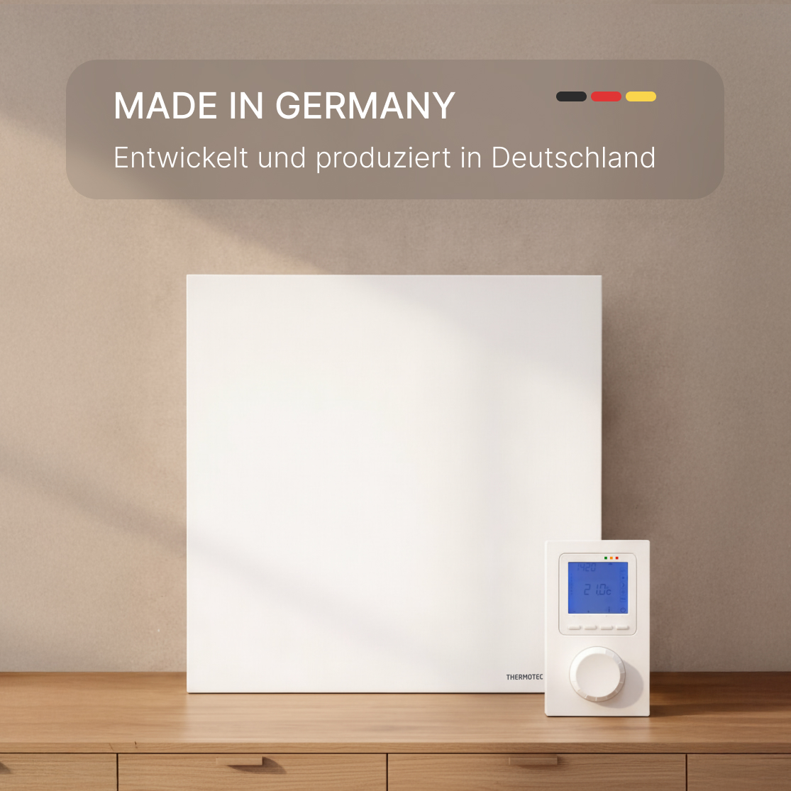 Thermotec LUMERA 400 Watt Infrarot-Heizpaneel mit X3D Funkthermostat, 60 x 60 cm