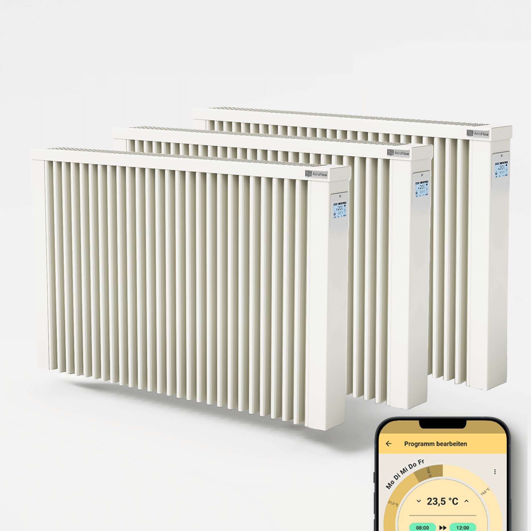 3er Paketset AeroFlow® Elektroheizung Compact Smart 1950 Watt