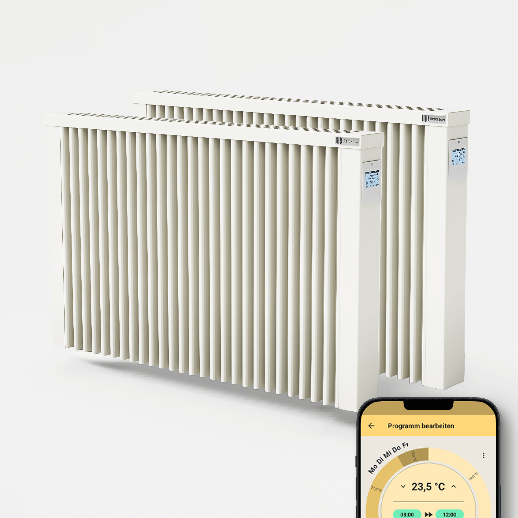 2er Paketset AeroFlow® Elektroheizung Compact Smart 1950 Watt