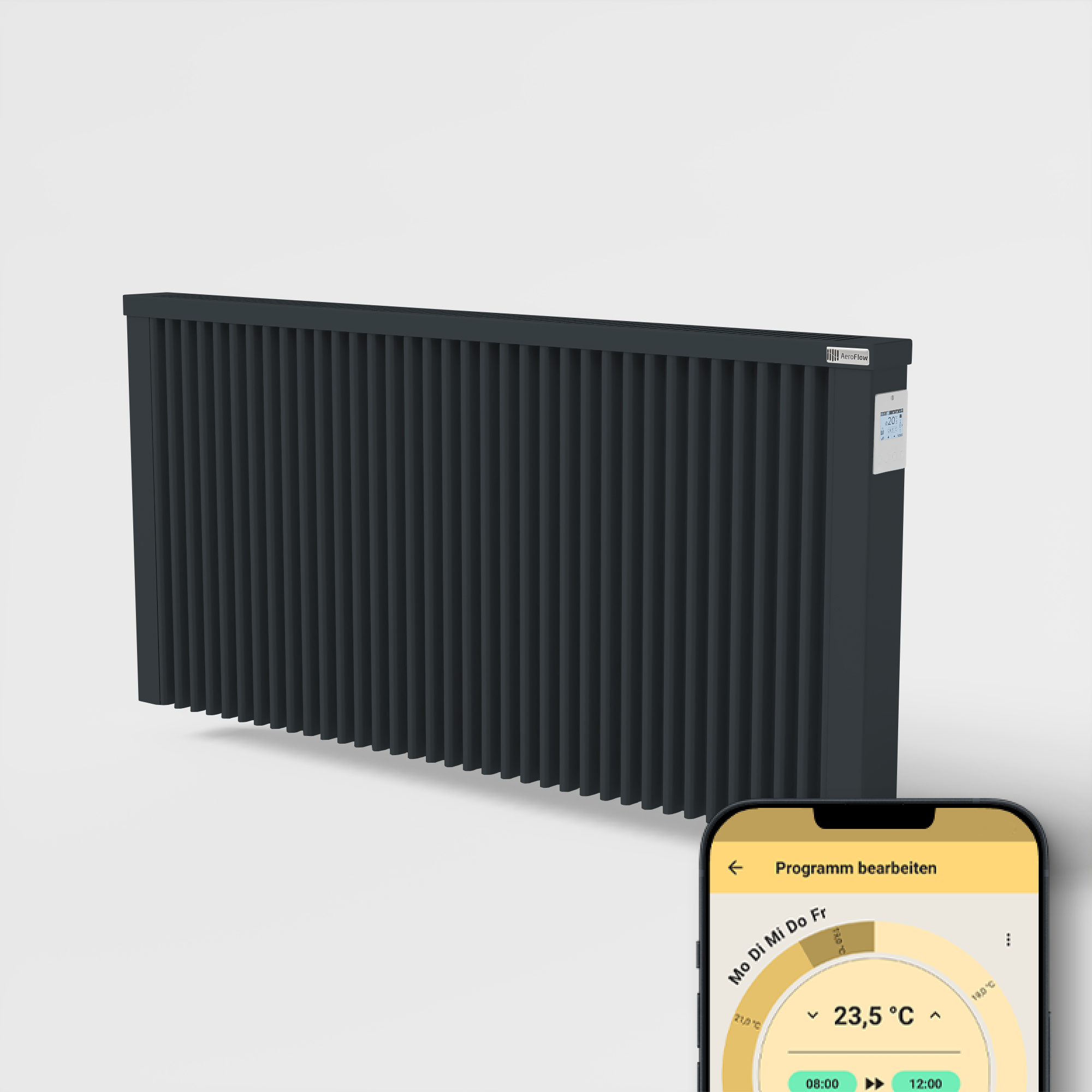 AeroFlow® Elektroheizung Compact Smart 2450 Watt RAL 7016 Anthrazitgrau