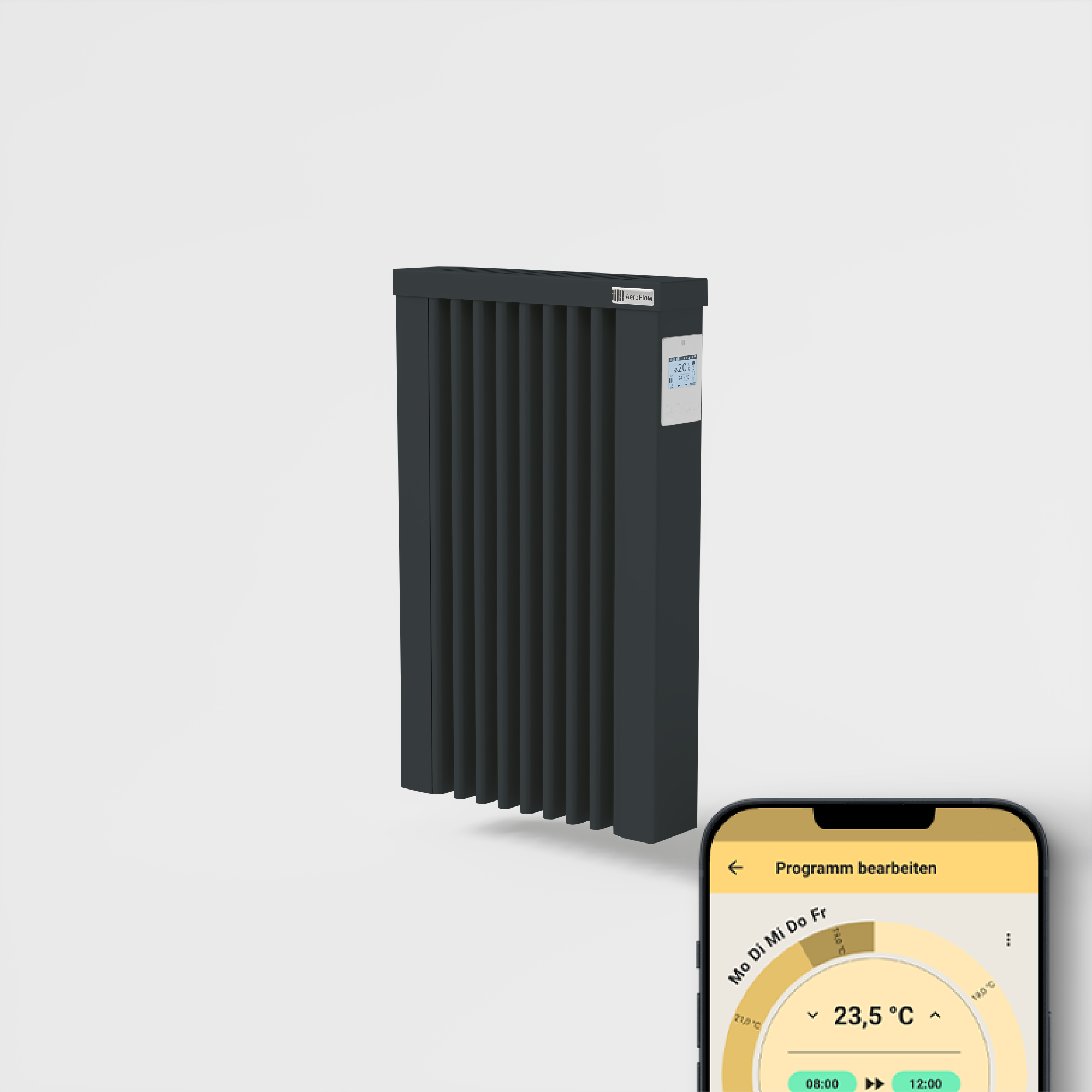 AeroFlow® Elektroheizung Compact Smart 650 Watt RAL 7016 Anthrazitgrau