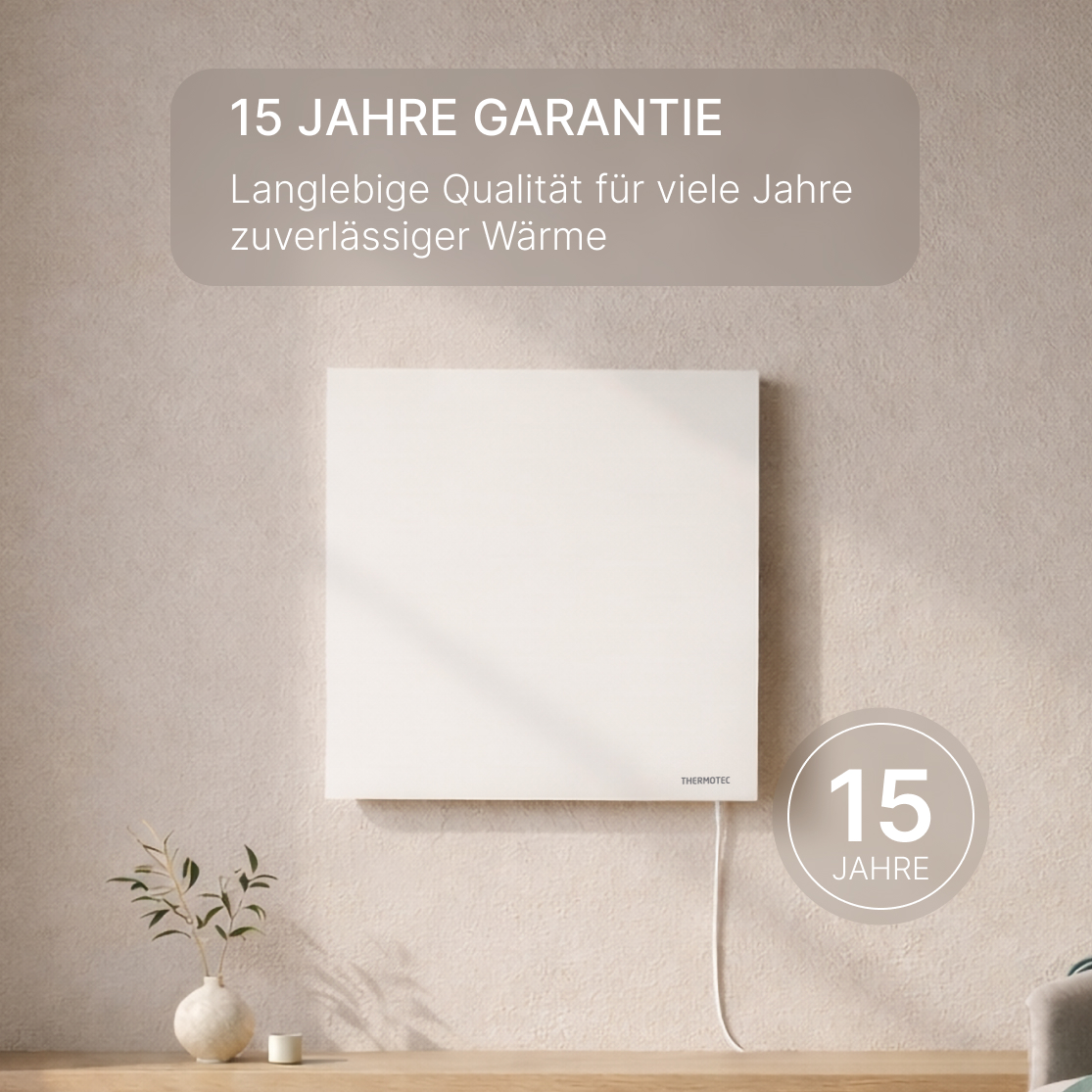 Thermotec LUMERA 400 Watt Infrarot-Heizpaneel mit X3D Funkthermostat, 60 x 60 cm