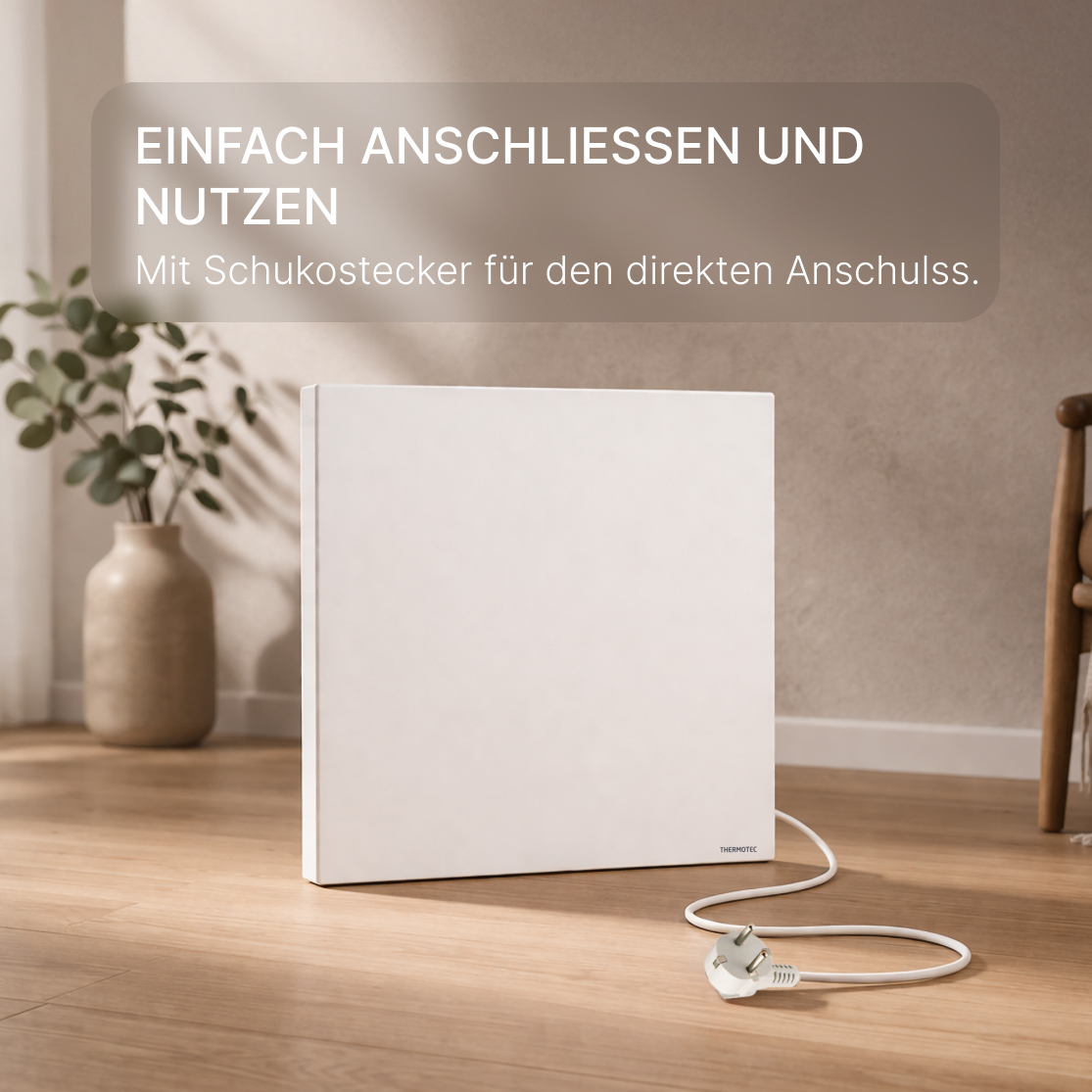 Thermotec LUMERA 400 Watt Infrarot-Heizpaneel mit X3D Funkthermostat, 60 x 60 cm